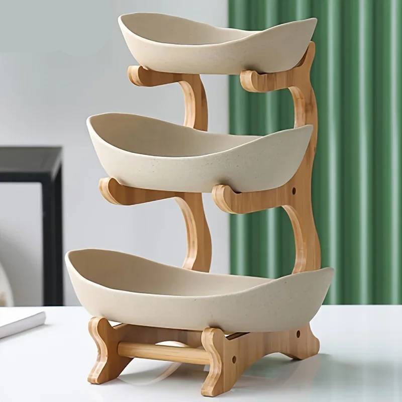 Fruit bowl bamboo 3-tiered