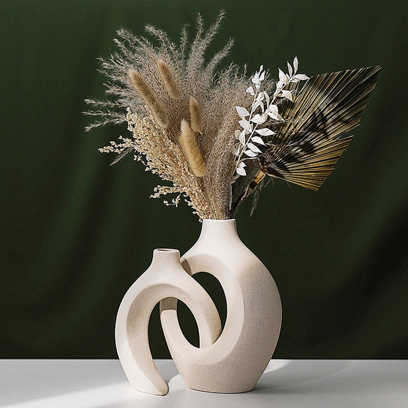 Vase décorative en céramique double