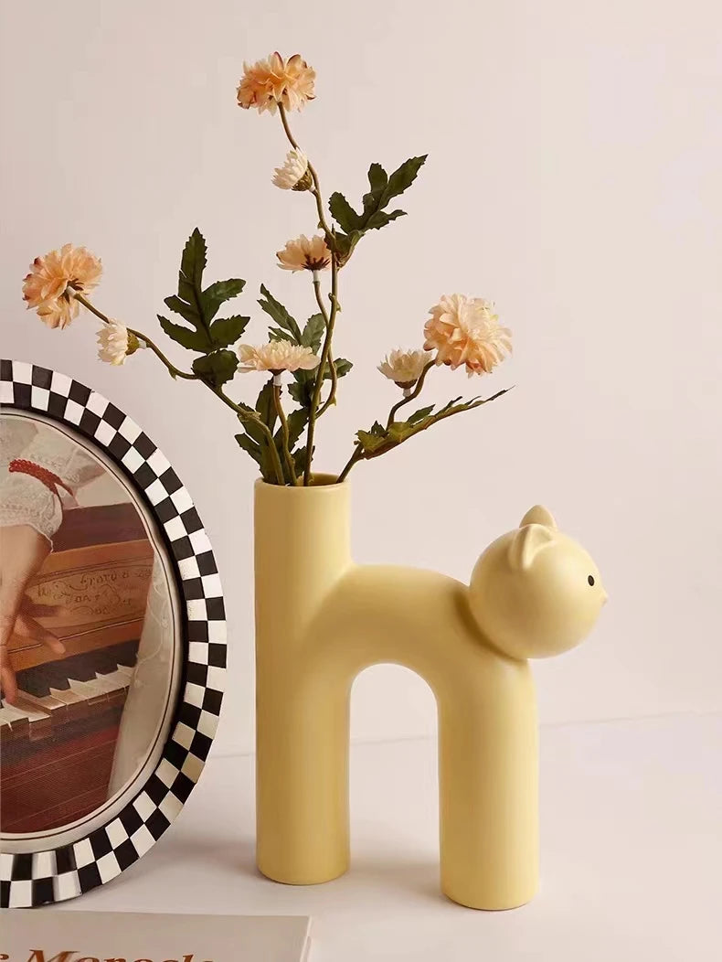 Vaso decorativo per gatti in ceramica nordica