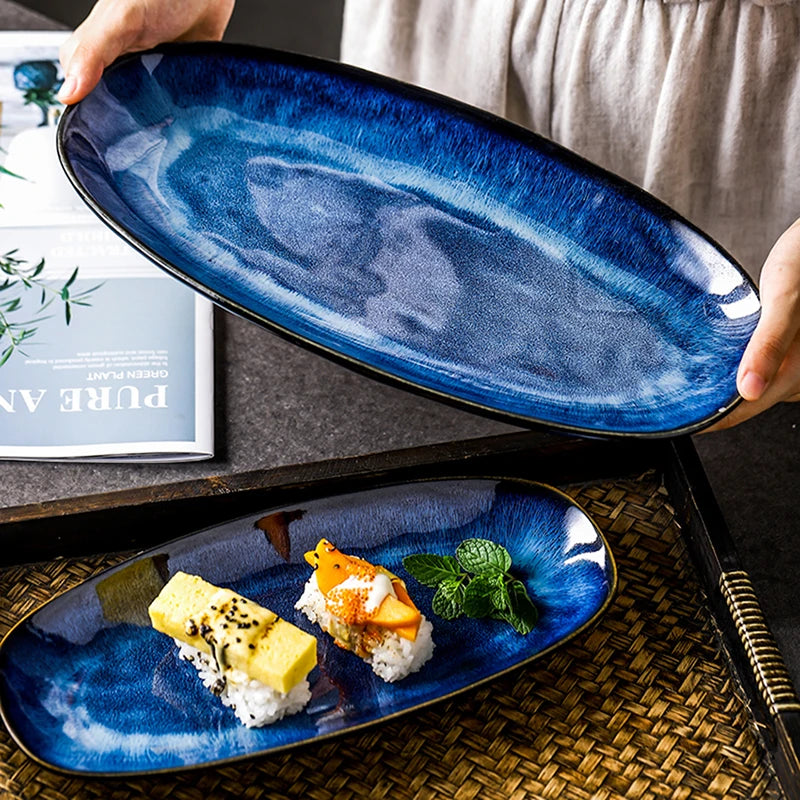 Ceramic serving plates Ocean – 2-piece