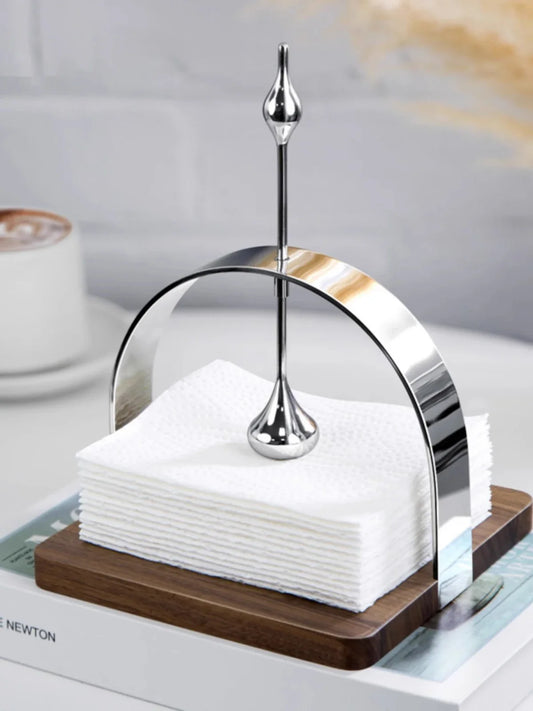 Napkin holder made of stainless steel and wood Arya