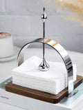 Napkin holder made of stainless steel and wood Arya