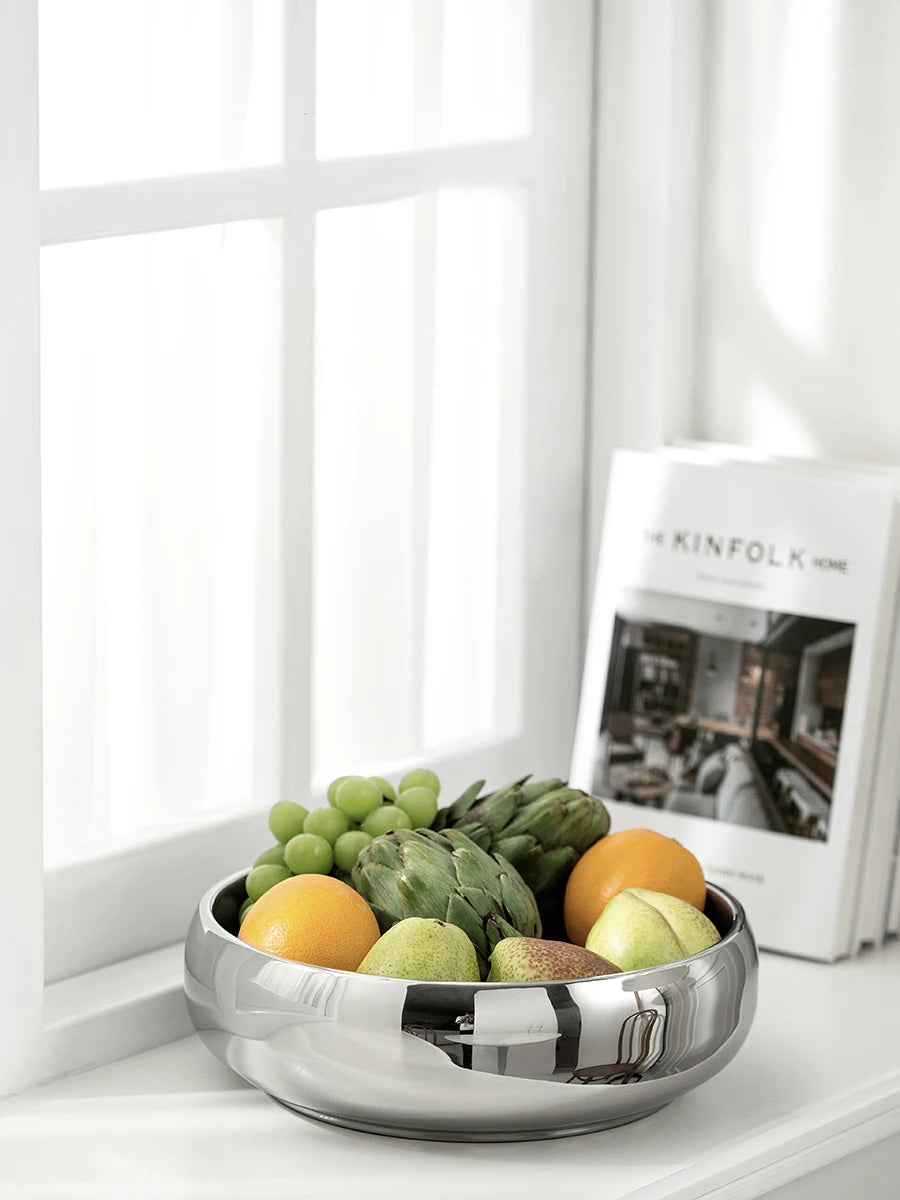 Edelstahl Servierschale mit Dip Vulkan