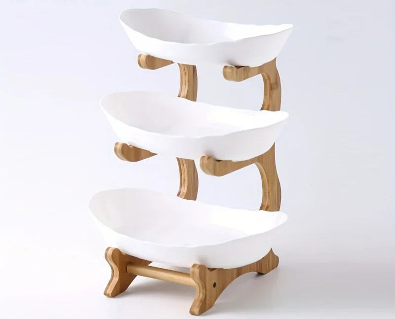 Fruit bowl bamboo 3-tiered