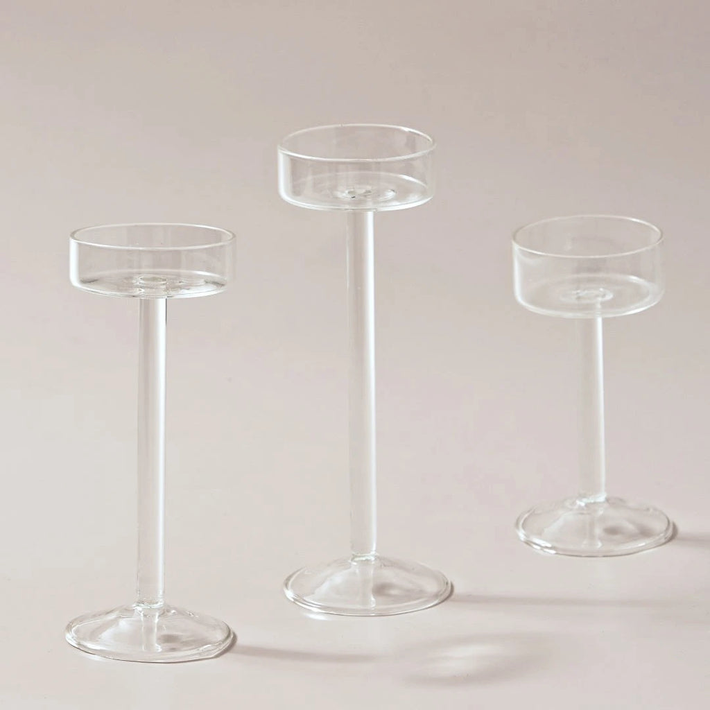 Glass Candle Holder Set – 3-piece