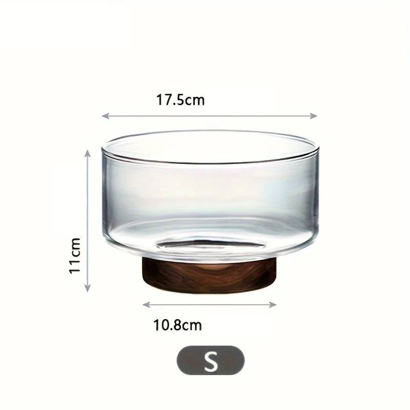 Design glass bowl with wooden base