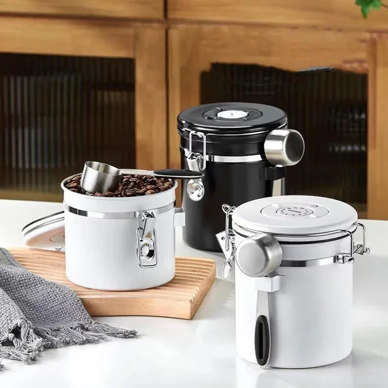 Airtight stainless steel coffee canister set – 3-piece