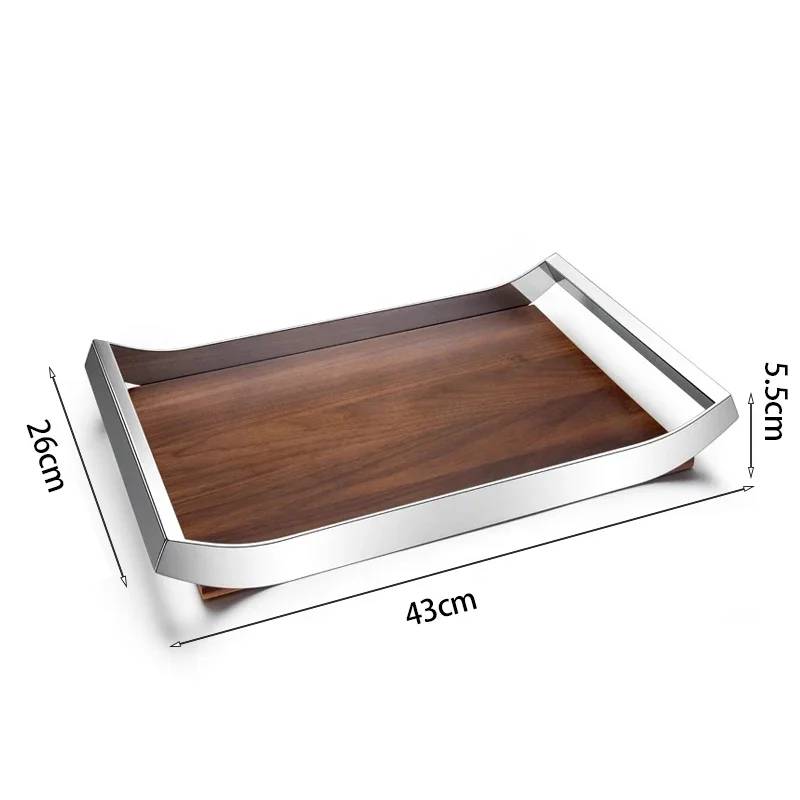 Walnuss-Edelstahl Serviertablett Elo