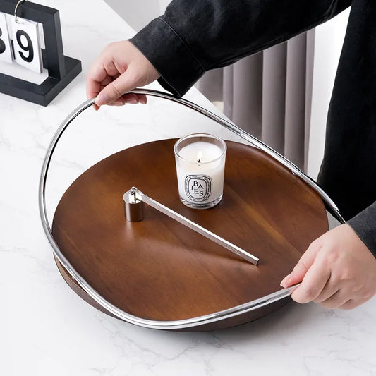 Oval tray made of wood and stainless steel Noa