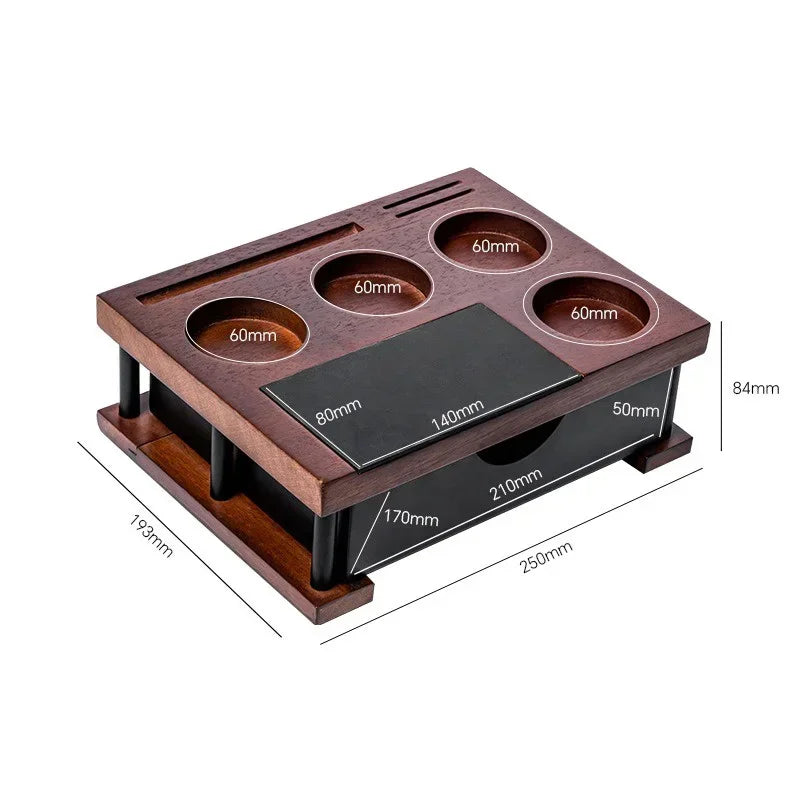 Espresso Tamper Station aus Holz – 51–58mm