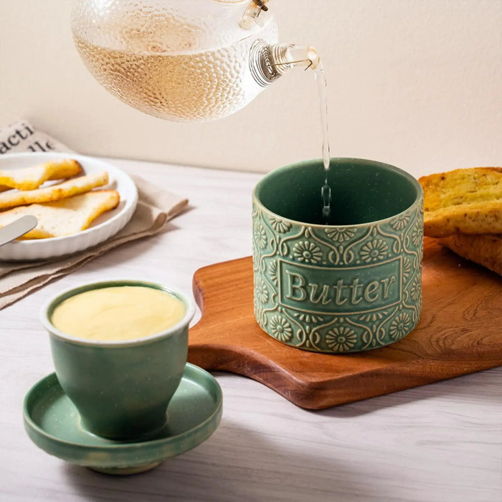 Französische Butterdose Keramik Vintage