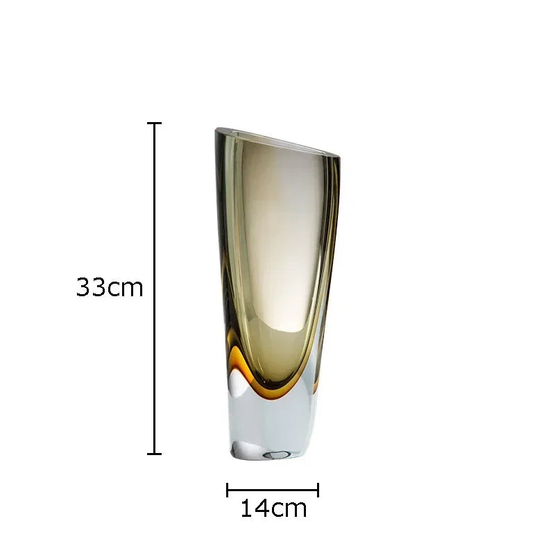 Glass Vase Decorative Amber Linea