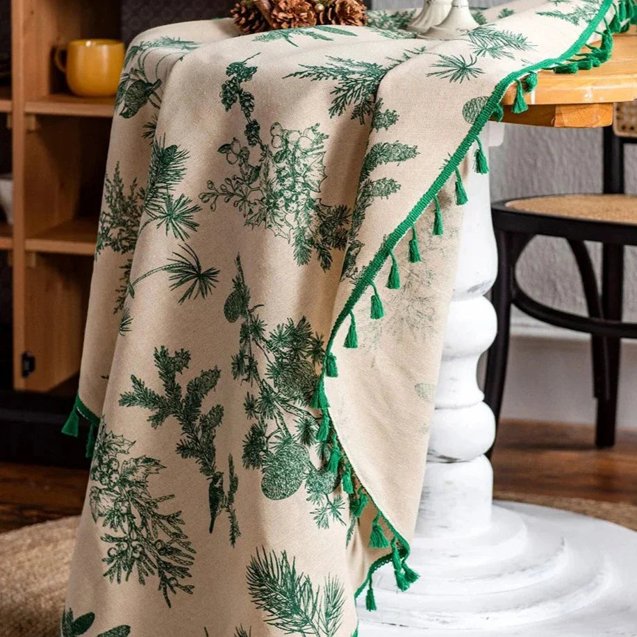 Runde Tischdecke in Waldgrün
