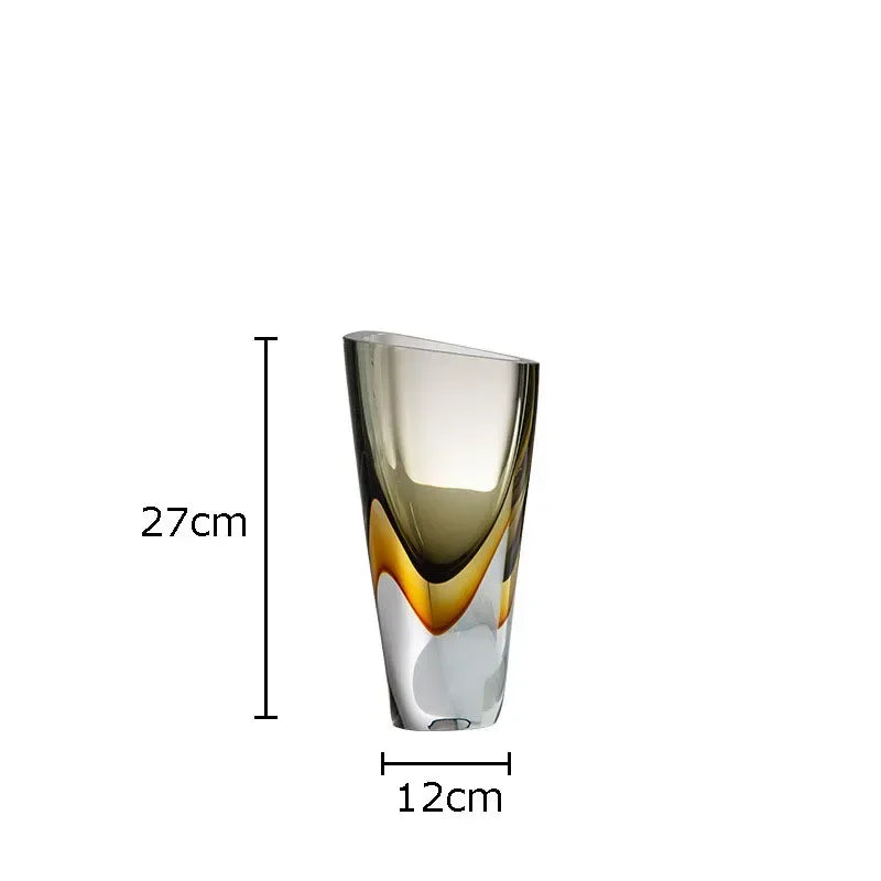 Glass Vase Decorative Amber Linea