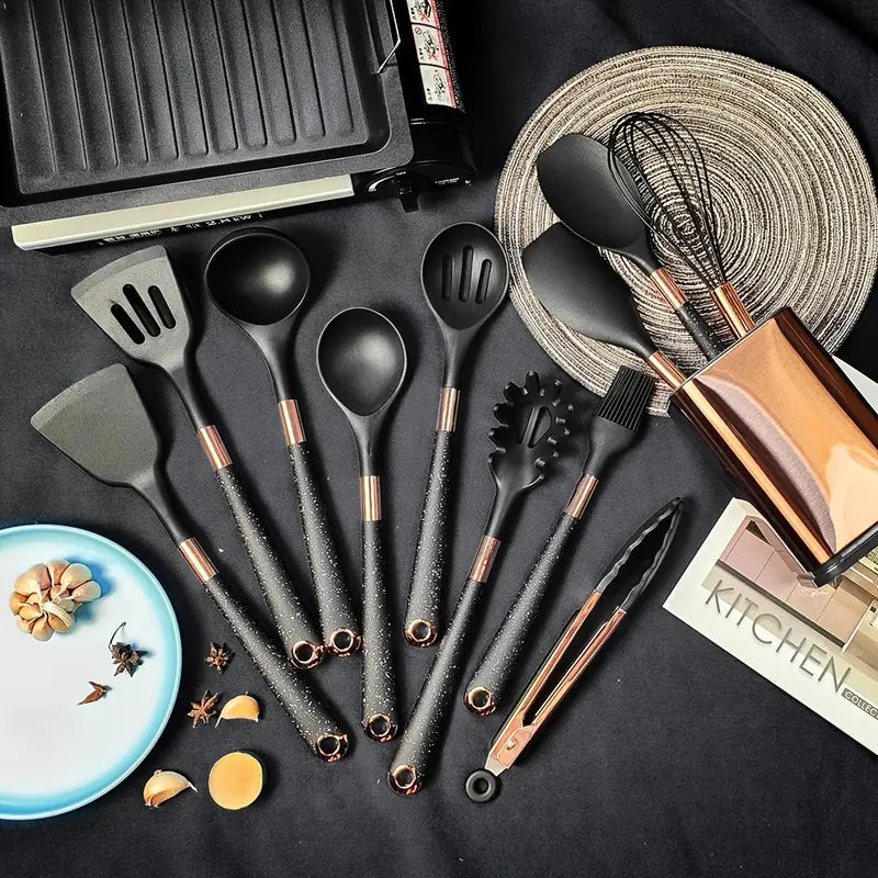 Ensemble d'ustensiles de cuisine en silicone luxueux | 13 pièces