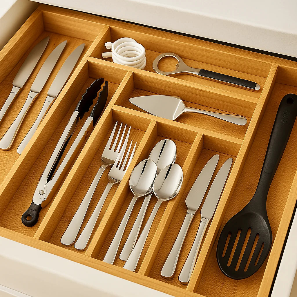 Organizer per posate estraibile – Collezione in bambù