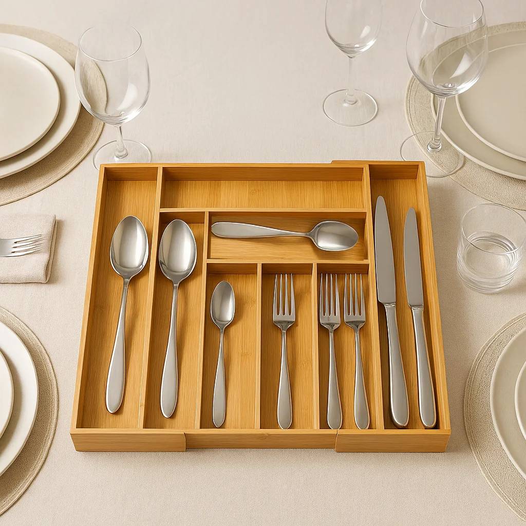 Organizer per posate estraibile – Collezione in bambù