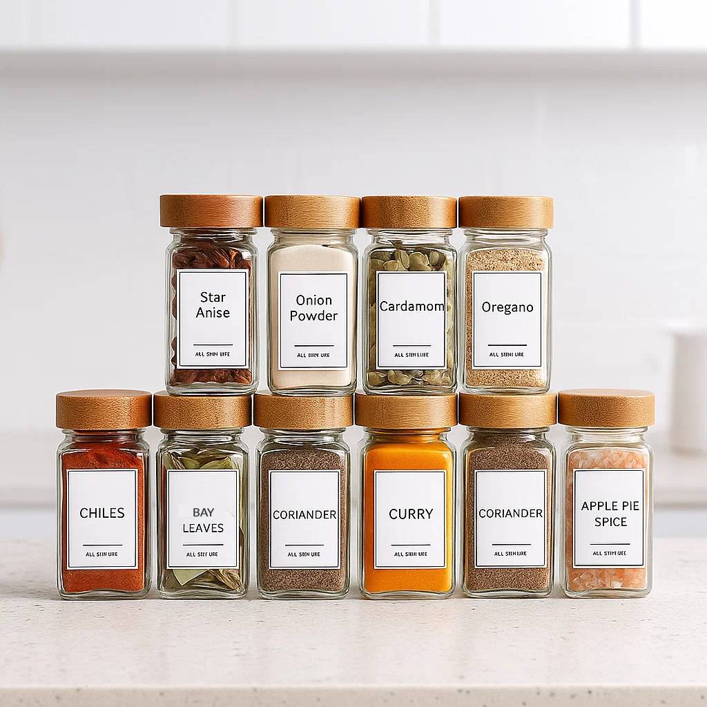 Spice jar set made of bamboo – 10-piece