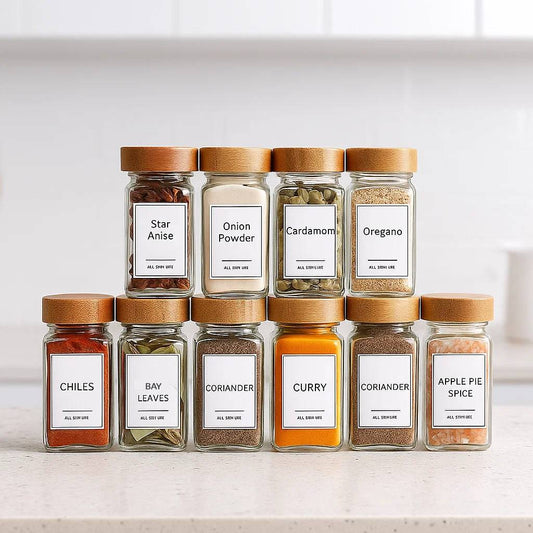 Spice jar set made of bamboo – 10-piece