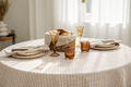 Beige gestreiftes Leinen – Nahaufnahme