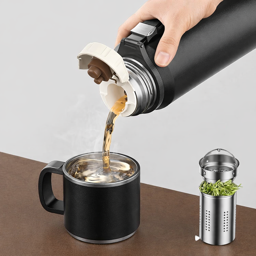 Thermosflasche mit Becher für Tee & Kaffee