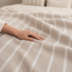 Musselin Bettüberwurf aus türkischer Baumwolle – Wendbar – Beige