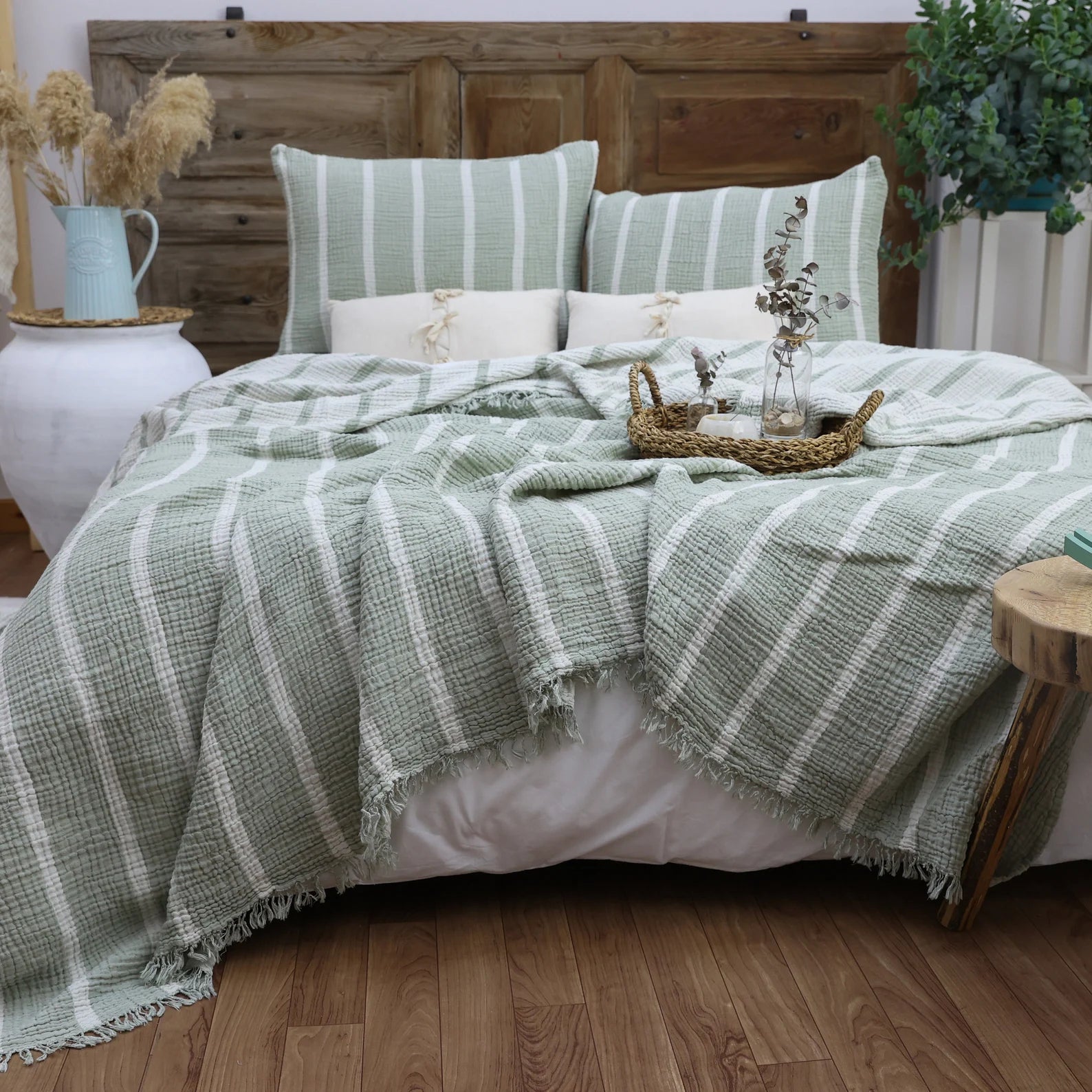 Bedspread set made of 100% Turkish cotton – Muslin, including 2 pillowcases