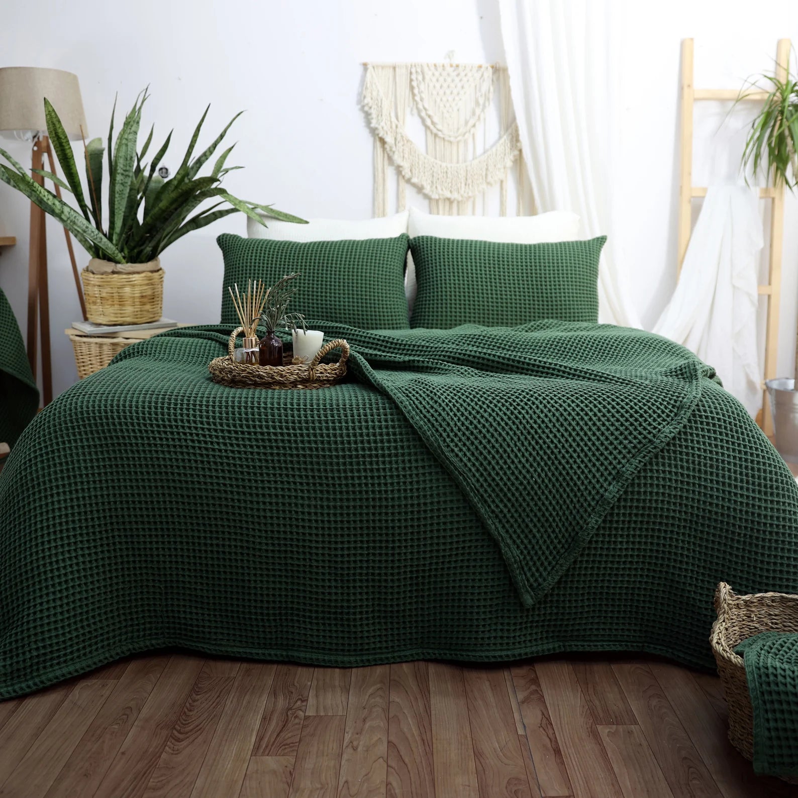 Bedspread made of 100% Turkish organic cotton – Waffle set including 2 pillowcases