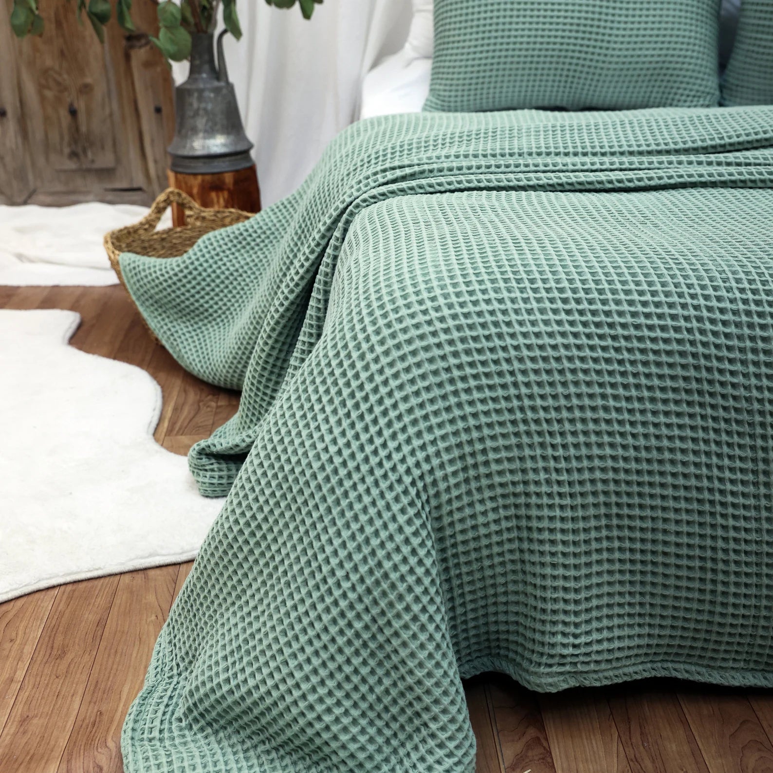 Bedspread made of 100% Turkish organic cotton – Waffle set including 2 pillowcases
