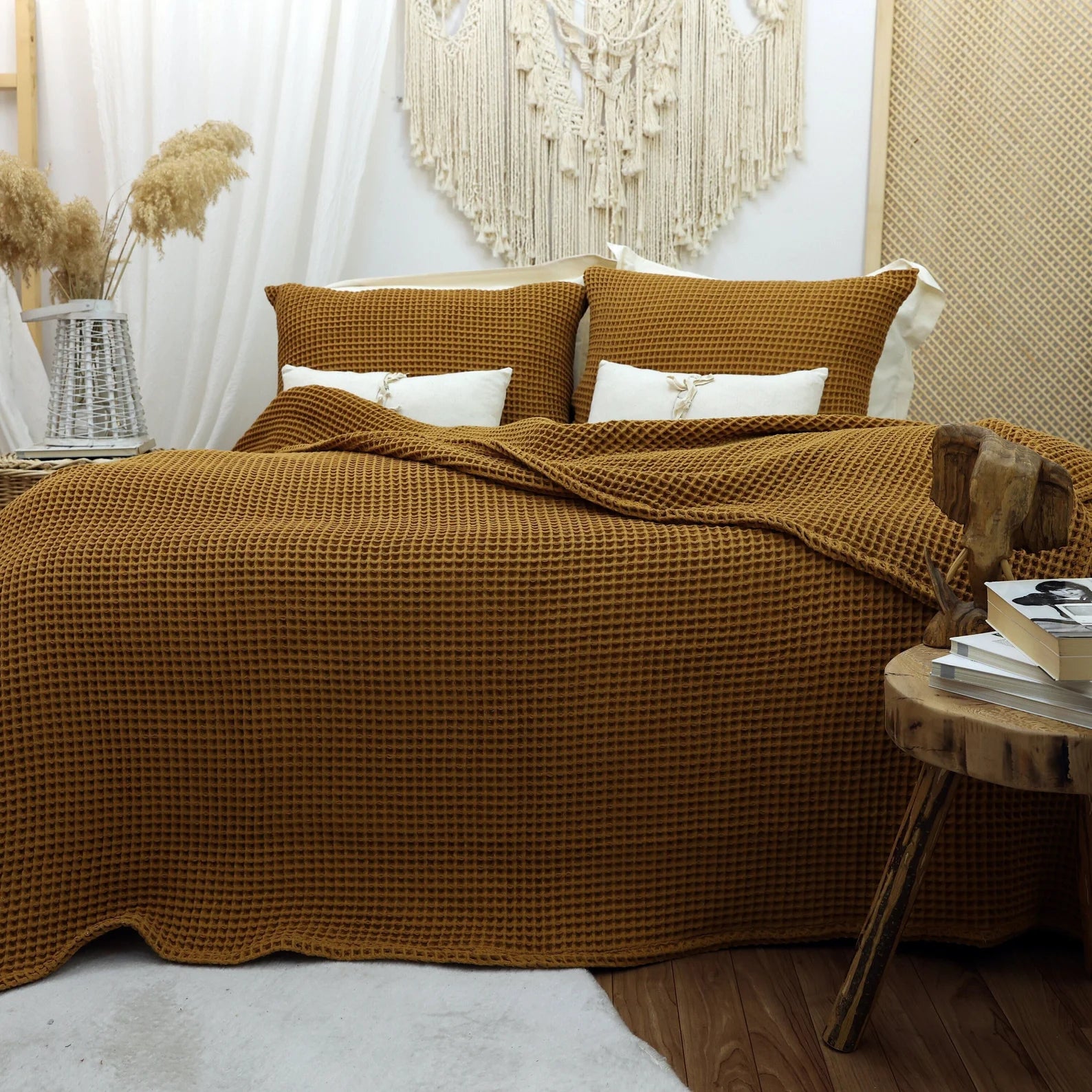 Bedspread made of 100% Turkish organic cotton – Waffle set including 2 pillowcases