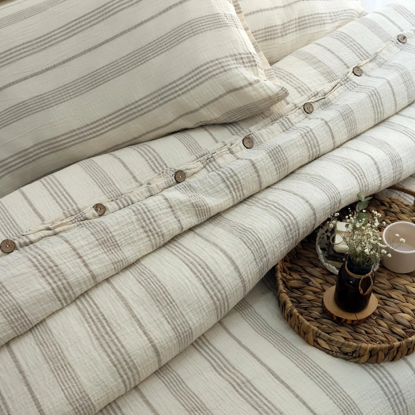 Duvetbezug Set aus 100% türkischer Bio-Baumwolle – Musselin, inkl. 2 Kissenbezüge