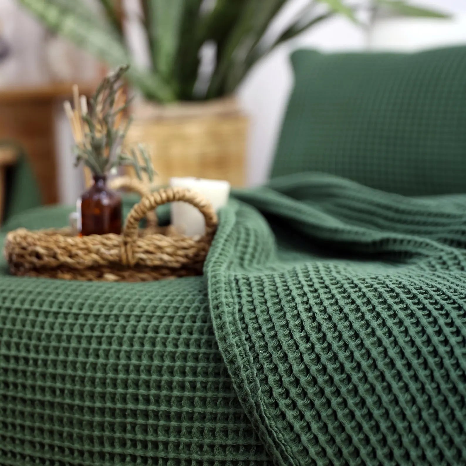 Bedspread made of 100% Turkish organic cotton – Waffle set including 2 pillowcases