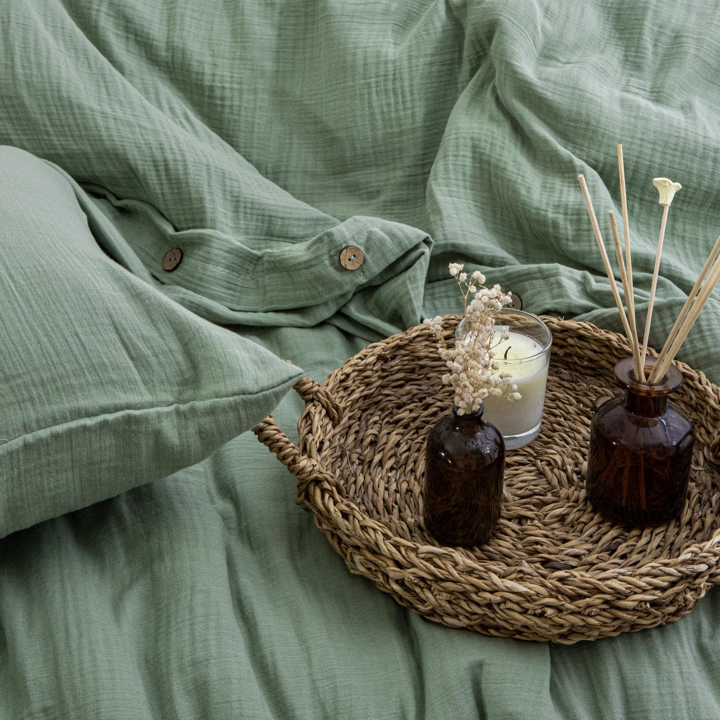 Duvetbezug Set aus 100% türkischer Bio-Baumwolle – Musselin, inkl. 2 Kissenbezüge