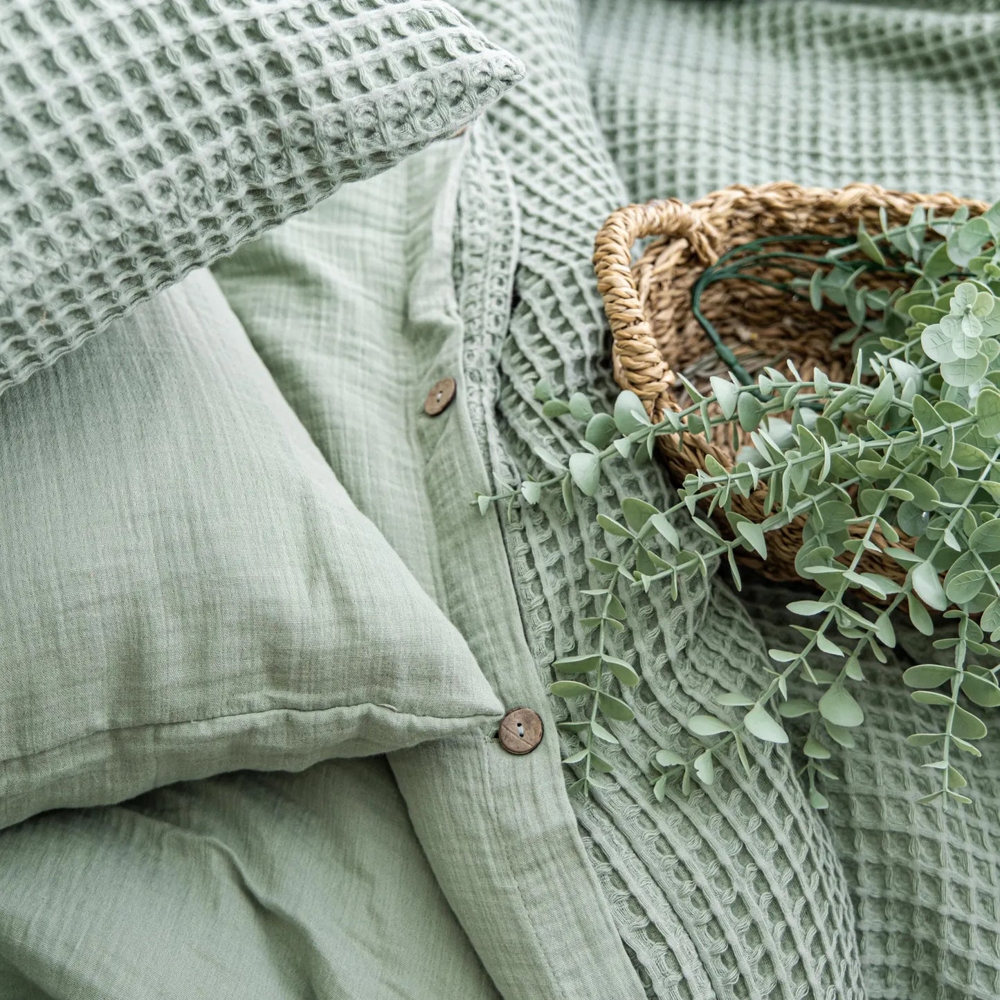 Duvetbezug 100% türkische Bio-Baumwolle – Waffel Set inkl. 2 Kissenbezüge