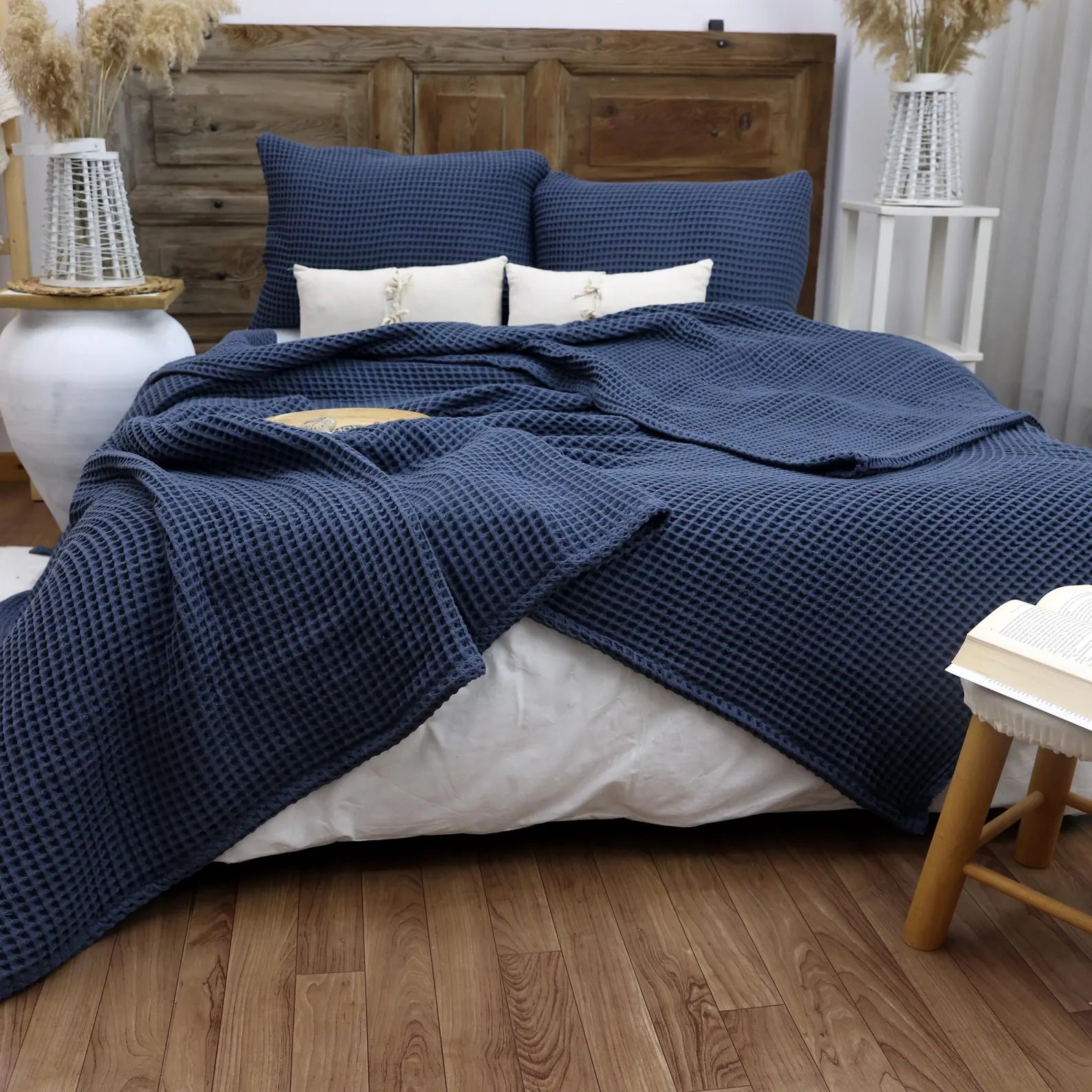 Bedspread made of 100% Turkish organic cotton – Waffle set including 2 pillowcases