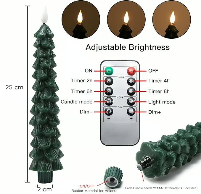 LED Weihnachtskerzen im Tannenbaum-Design