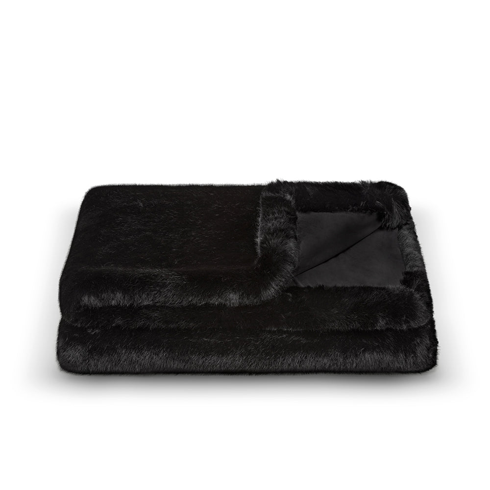 Kuscheldecke aus Kunstfell Schwarz – Lava
