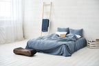 Stonewashed Leinen-Duvetbezug in Aquamarin