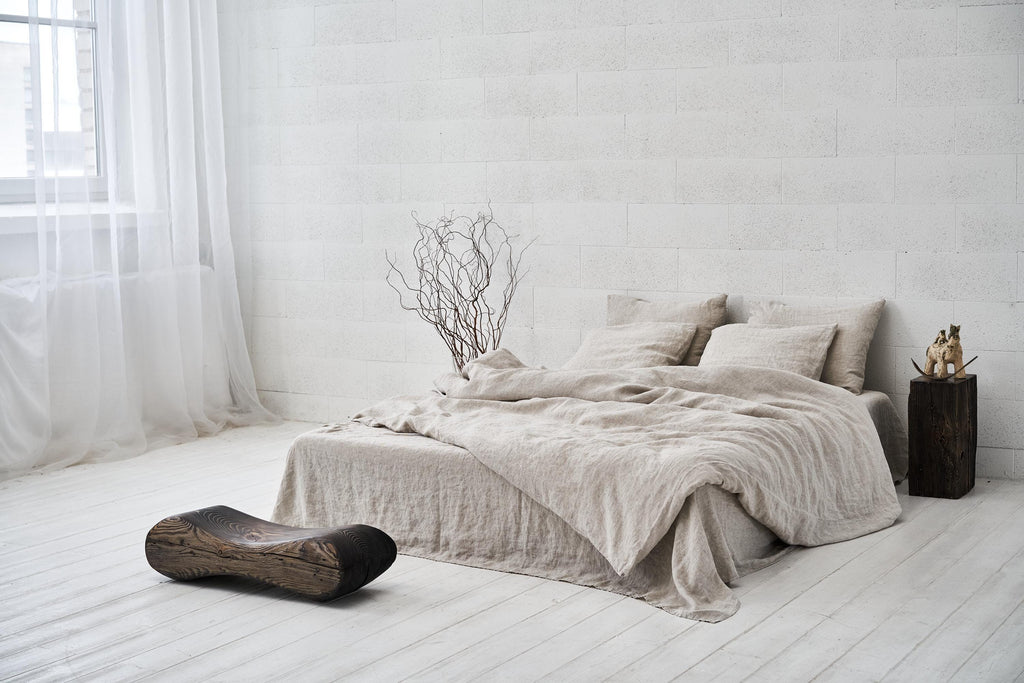 Stonewashed Leinen-Duvetbezug in Naturbeige