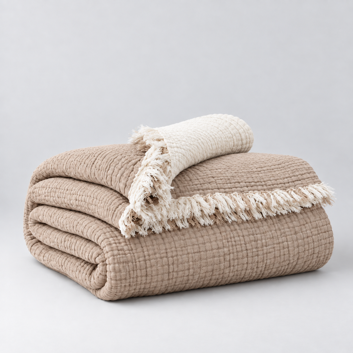 Musselin-Decke aus Bio-Baumwolle – 8-lagig – Beige