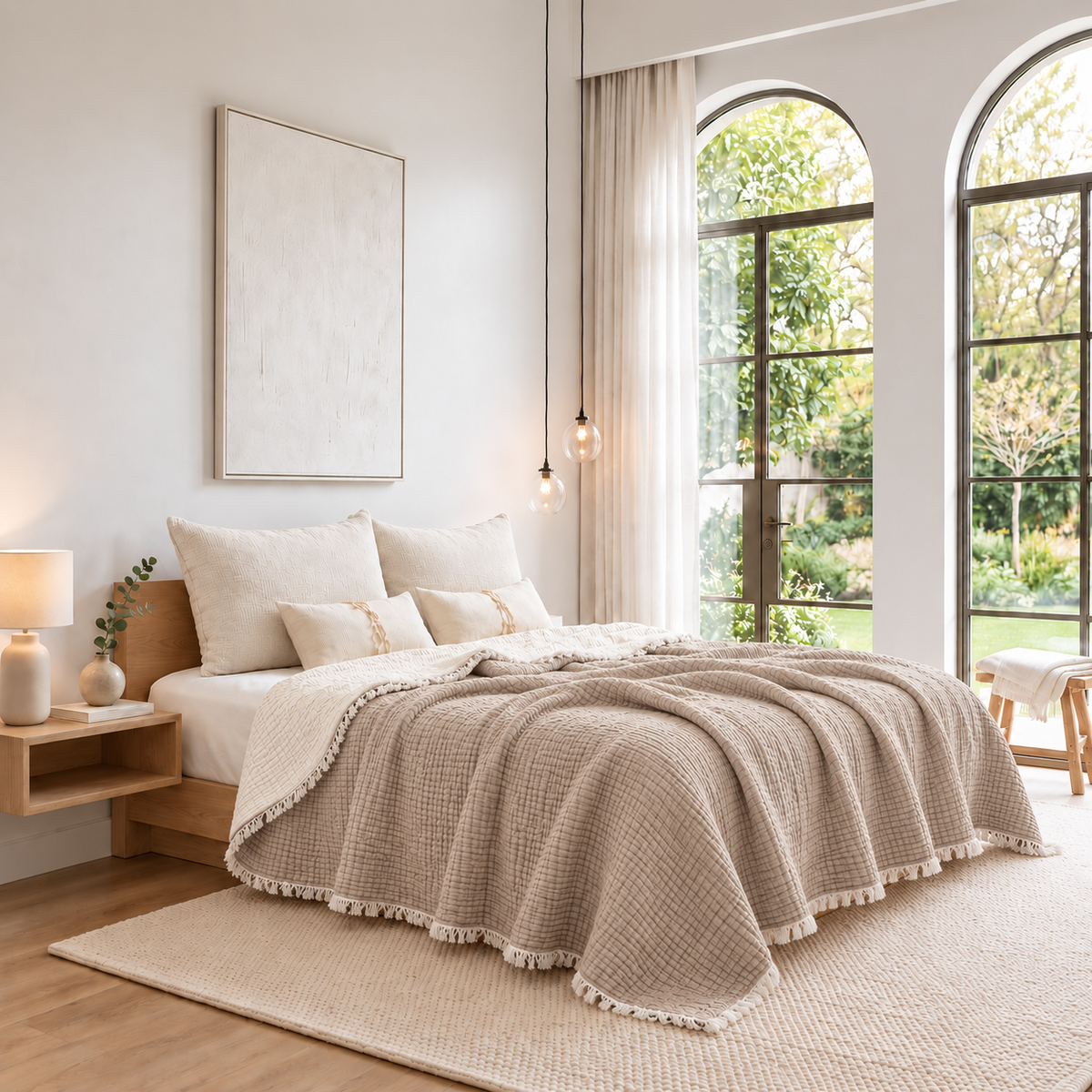 Musselin-Decke aus Bio-Baumwolle – 8-lagig – Beige