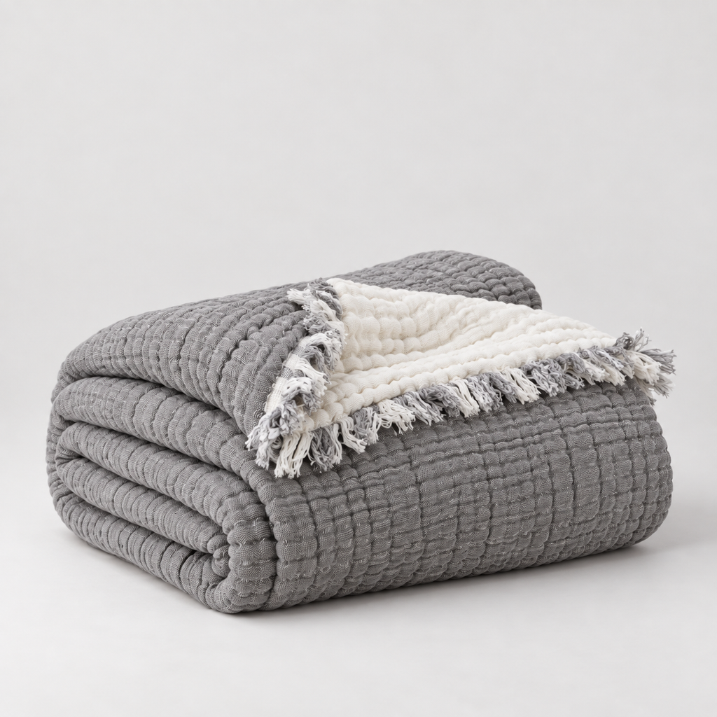 Musselin-Decke aus Bio-Baumwolle – 8-lagig – Grau