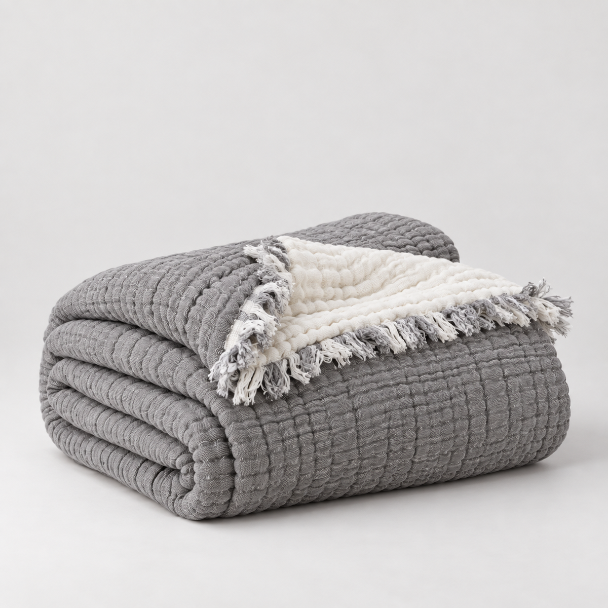 Musselin-Decke aus Bio-Baumwolle – 8-lagig – Grau