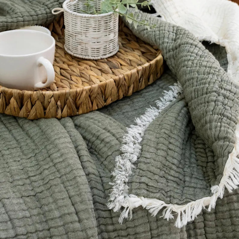 Musselin-Decke aus Bio-Baumwolle – 8-lagig – Grün