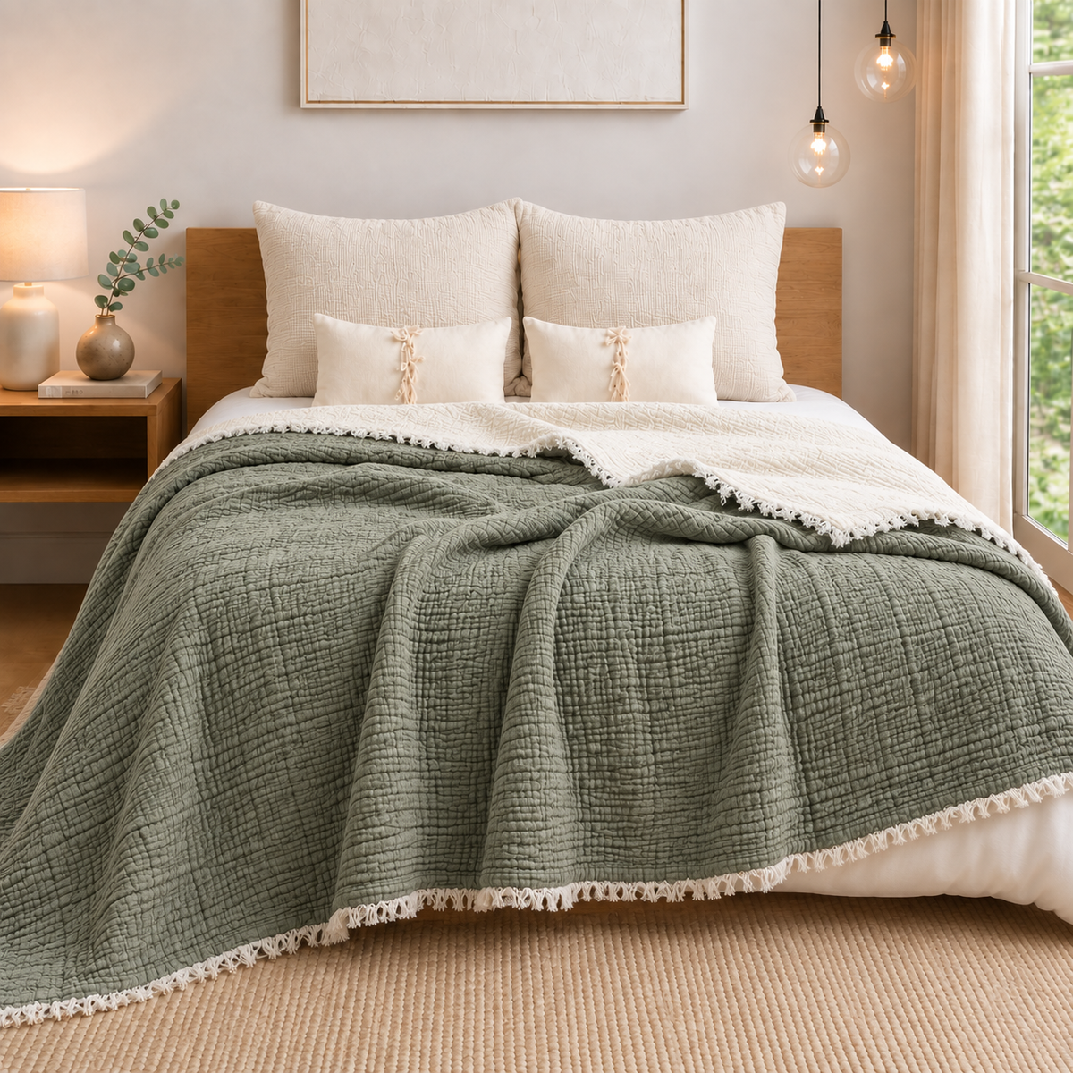 Musselin-Decke aus Bio-Baumwolle – 8-lagig – Grün