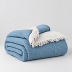 Musselin-Decke aus Bio-Baumwolle – 8-lagig – Hellblau