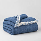 Musselin-Decke aus Bio-Baumwolle – 8-lagig – Indigoblau