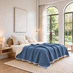 Musselin-Decke aus Bio-Baumwolle – 8-lagig – Indigoblau