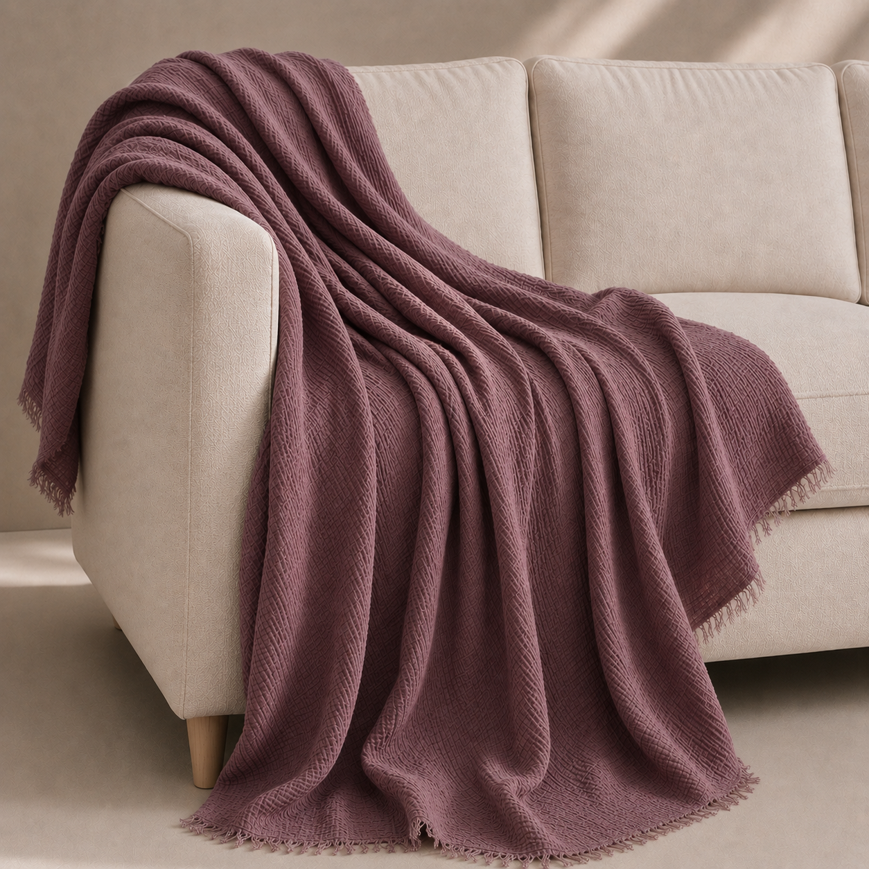 Musselin Decke aus türkischer Bio-Baumwolle – Mauve