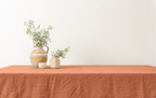 Stonewashed Leinen in Terrakotta – Stoffdetail